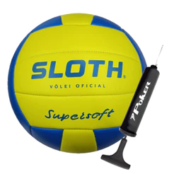 Bola de Volei Sloth SuperSoft Quadra / Praia Pu Costurada Macia + Bomba de Ar