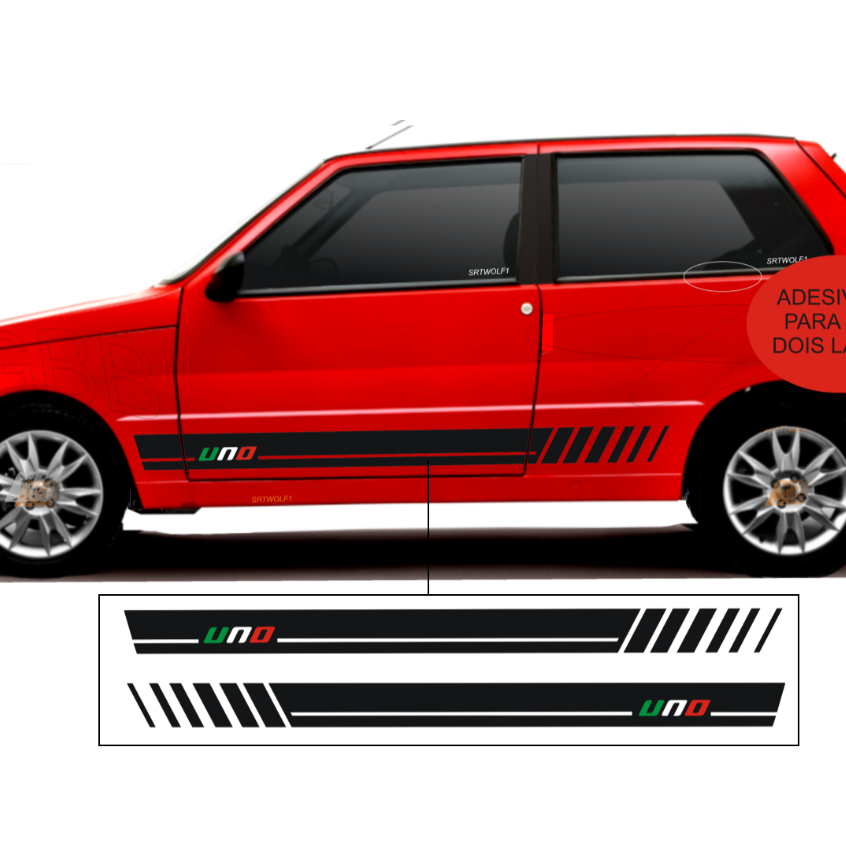Adesivo Escrita Uno Cores Da Italia Faixa Lateral Serve Para Uno Mille Fire, Economy, ELX, EX, SX, EP, CS 2 Ou 4 Portas em Oferta na Shopee