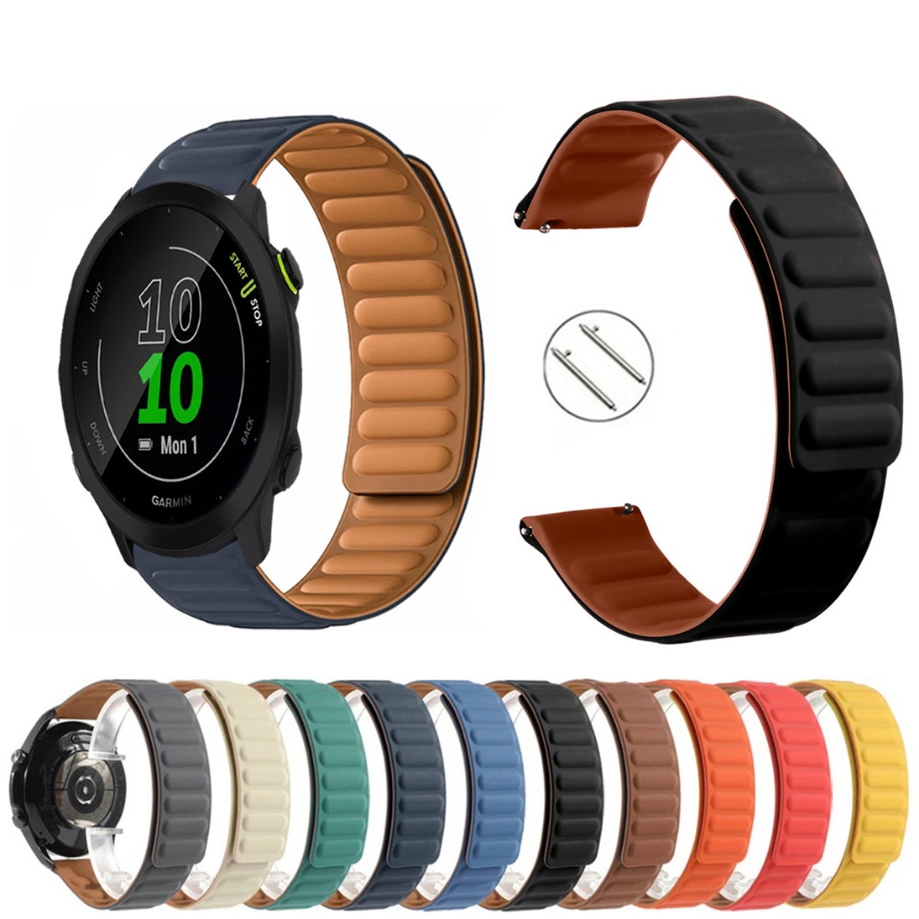 Pulseira 20mm Silicone Elos Imã Magnética para Smartwatch Garmin Forerunner 55 de Engate Rapido