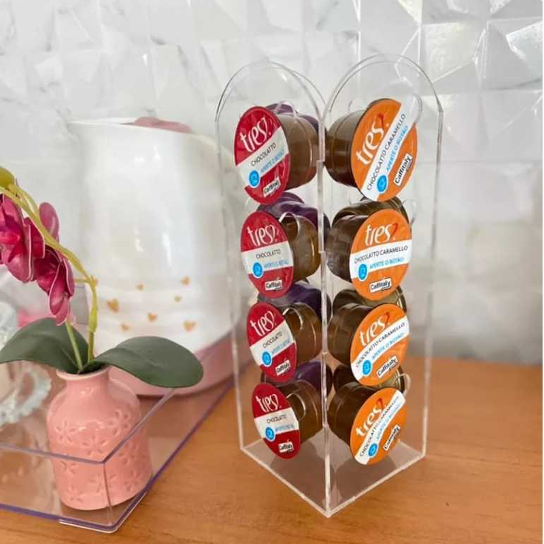 Suporte para Capsulas de Cafe Compativel 3 Corações Modelo Torre 4 Cores em Acrilico em Oferta na Shopee