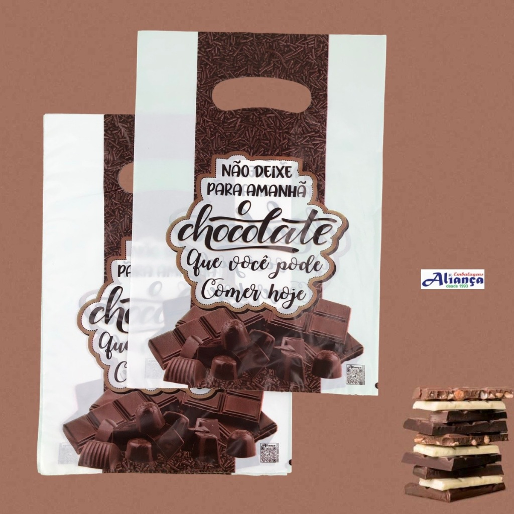 50 Sacolas Boca de Palhaço 0,8 Não Deixe Para Amanhã o Chocolate que voce pode comer hoje em Oferta na Shopee