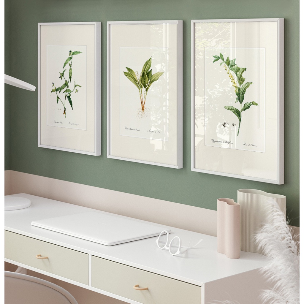 Quadro Minimalista Quadro Decorativo Sala Com Moldura E Vidro Quadro Quarto Casal Ramo Plantas Trio