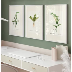 Quadro Para Quarto Casal Quadro Decorativo Sala Com Moldura E Vidro Quadro Planta Botânico Trio