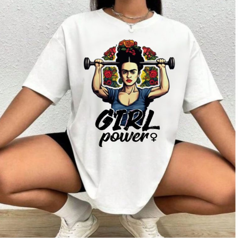 Blusa camiseta feminina frida kahlo academia girl power feminista, blusinha treino plus size