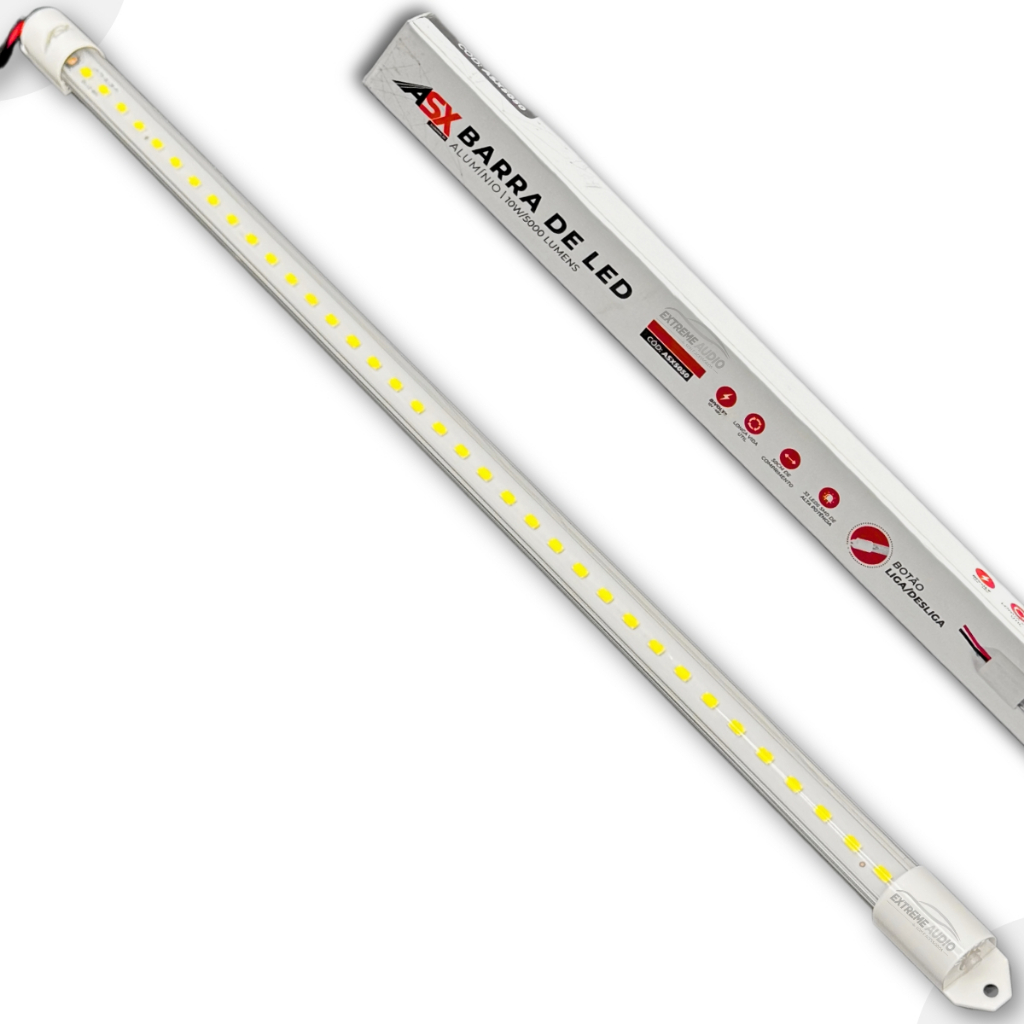 Barra De Led Bivolt 12V-48V Asx 50Cm Universal 10W 33 Leds 5000 Lumens em Oferta na Shopee