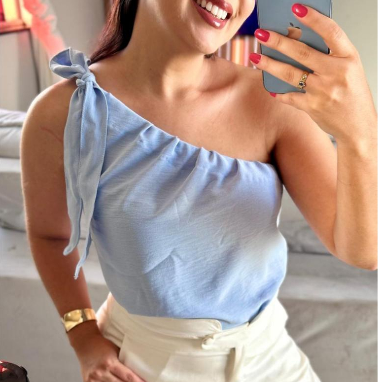Blusa Mula Manca Feminina Um Ombro Só Crepe Duna Estilo Moderno e Leve em Oferta na Shopee