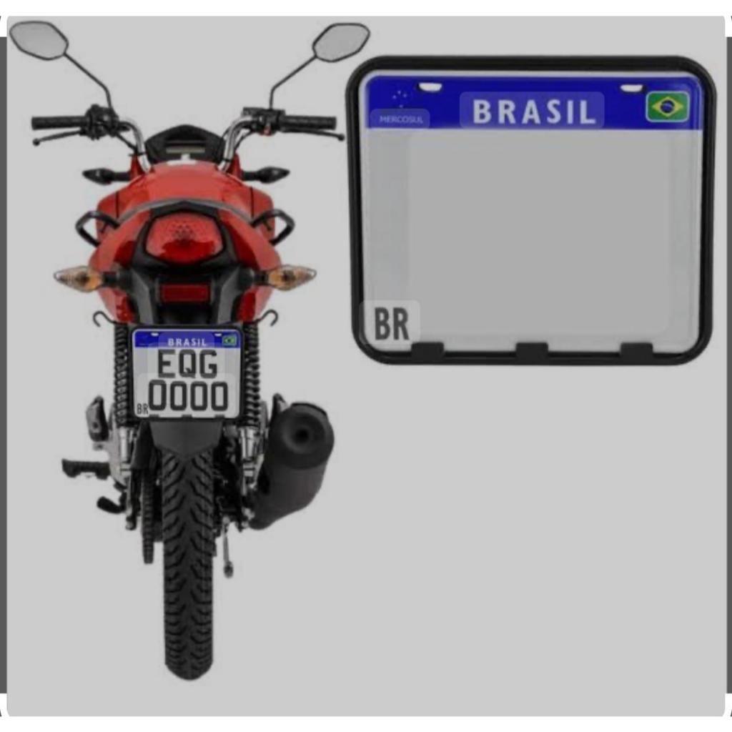 Suporte Protetor Moldura Proteção De Placa para Moto Mercosul Cinza — imagem 2 de 2