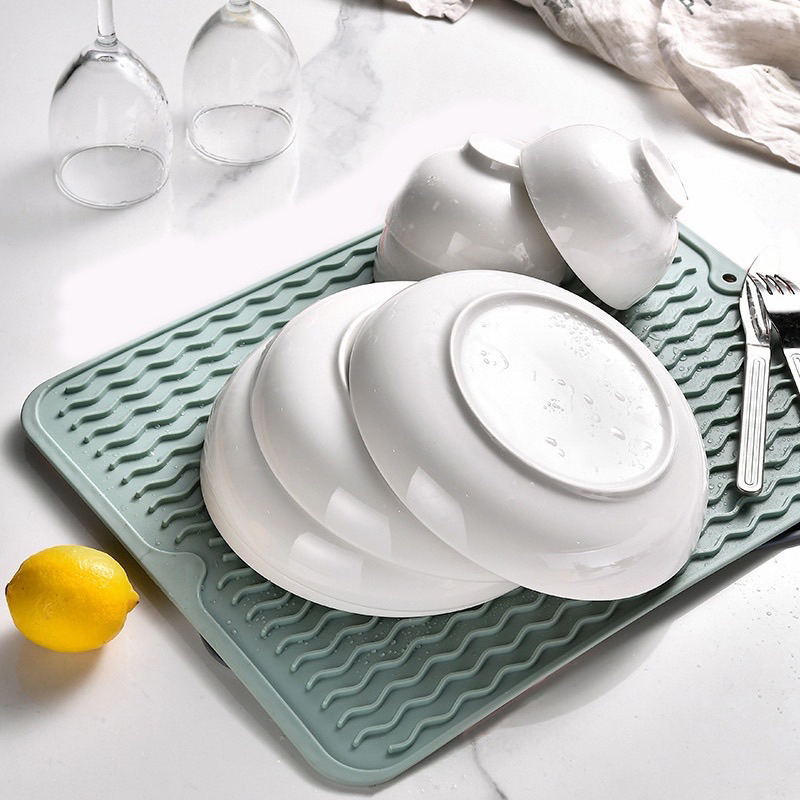 Tapete Escorredor de Silicone Louça para Pia Mesa Cozinha Aparador de Louça Antiderrapante