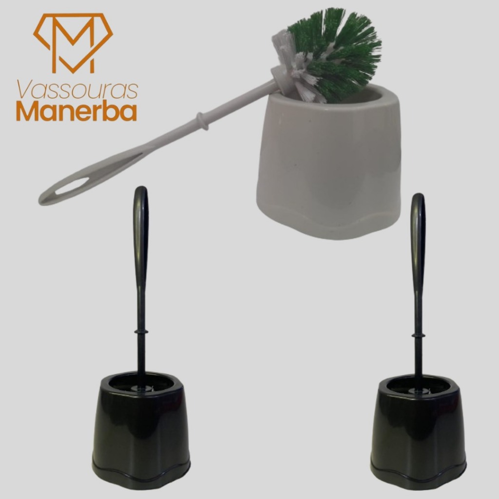 KIT 3 ESCOVAS SANITARIAS COM SUPORTE PARA LIMPEZA VASO SANITARIO (WC)