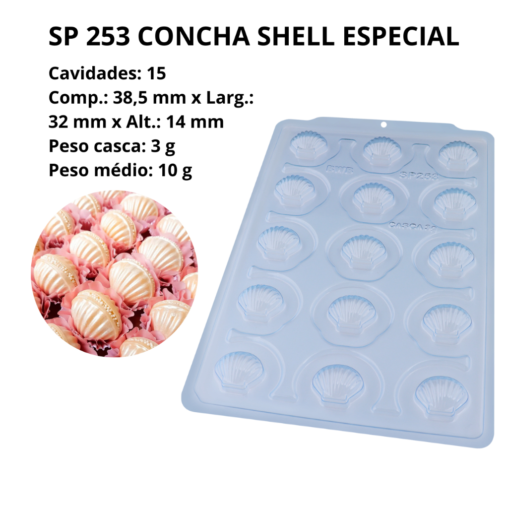Forma BWB SP253 Concha Shell Especial Silicone 3 Partes Profissional Cod-3512 (SP Especial) em Oferta na Shopee