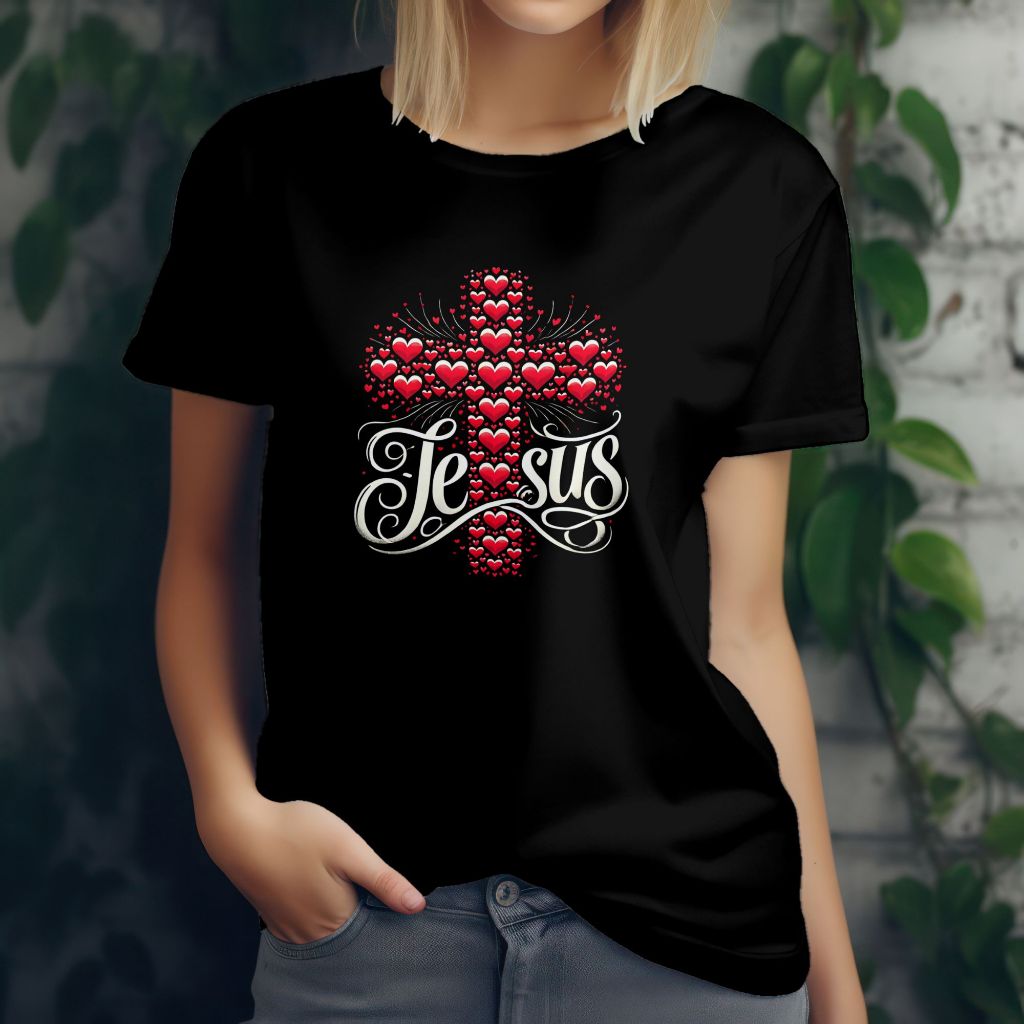 Camiseta Evangélica Feminina Blusa Evangélica Baby Look Moda Religiosa Cruz de Coração 100% Algodão