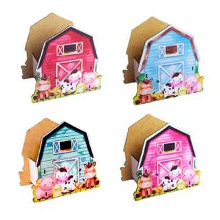 Centro Mesa Cachepo Celeiro Vermelho , rosa , verde e azul  Animais mdf Adesivado fazendinhas festas e aniversários em Oferta na Shopee