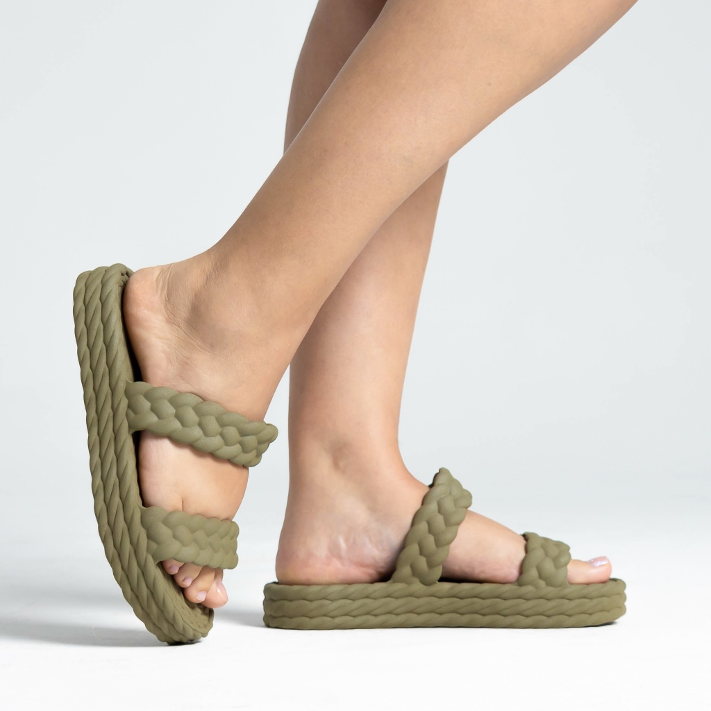 Papete Sandália Flatform Chinelo Entrega Imediata Tiras Tranças Anabela