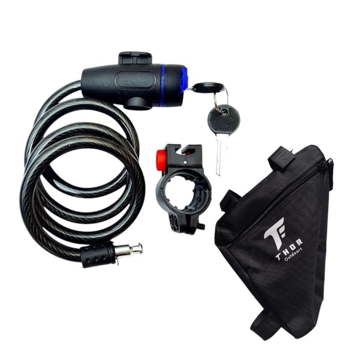 Trava de Cabo Aço Mangueira Bicicleta Inoxidável + Bolsa Bike Triangular Quadro Bag Ciclismo Mtb