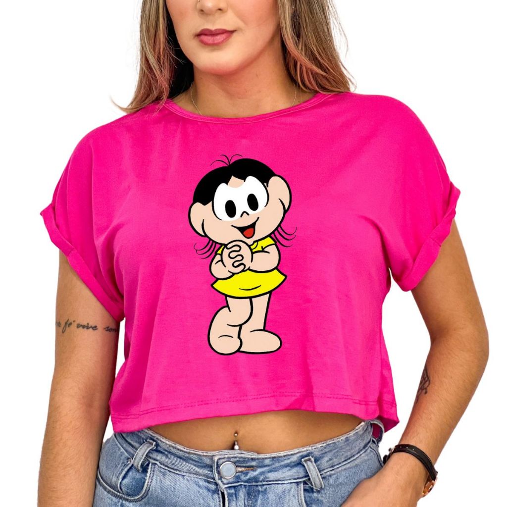 Blusa feminina cropped magali turma da monica camiseta t-shirt