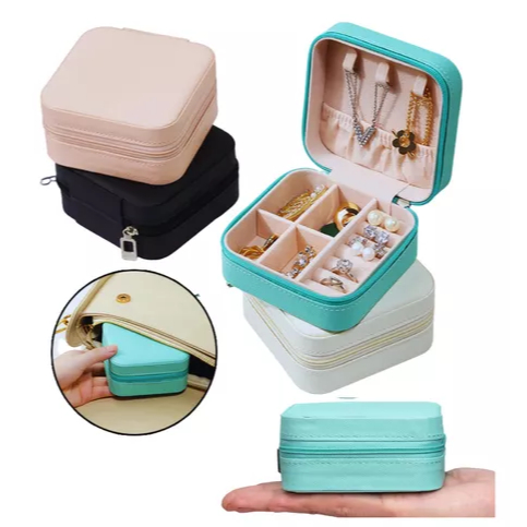 Kit 10 Porta Joias Portátil de Bolsa com Divisões para Brincos Colares e Pulseiras