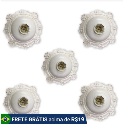 KIT 5 UNIDADES PLAFON C/SOQUETE PORCELANA ELITE COLONIAL DECORATIVO BRANCO