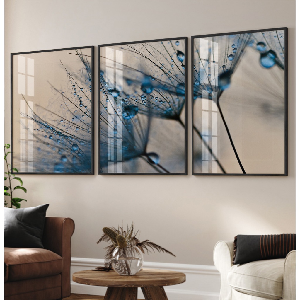 Quadro Dente De Leão Para Sala Trio De Quadros Decorativos Com Moldura Quadro Na