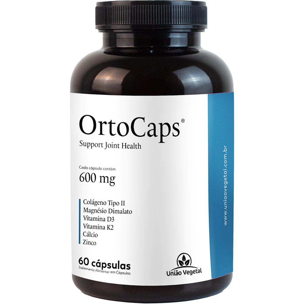 OrtoCaps 600mg - Colágeno Tipo II Magnésio Vitamina D3 Cálcio Zinco - 60 Cáps - Ossos e Articulação