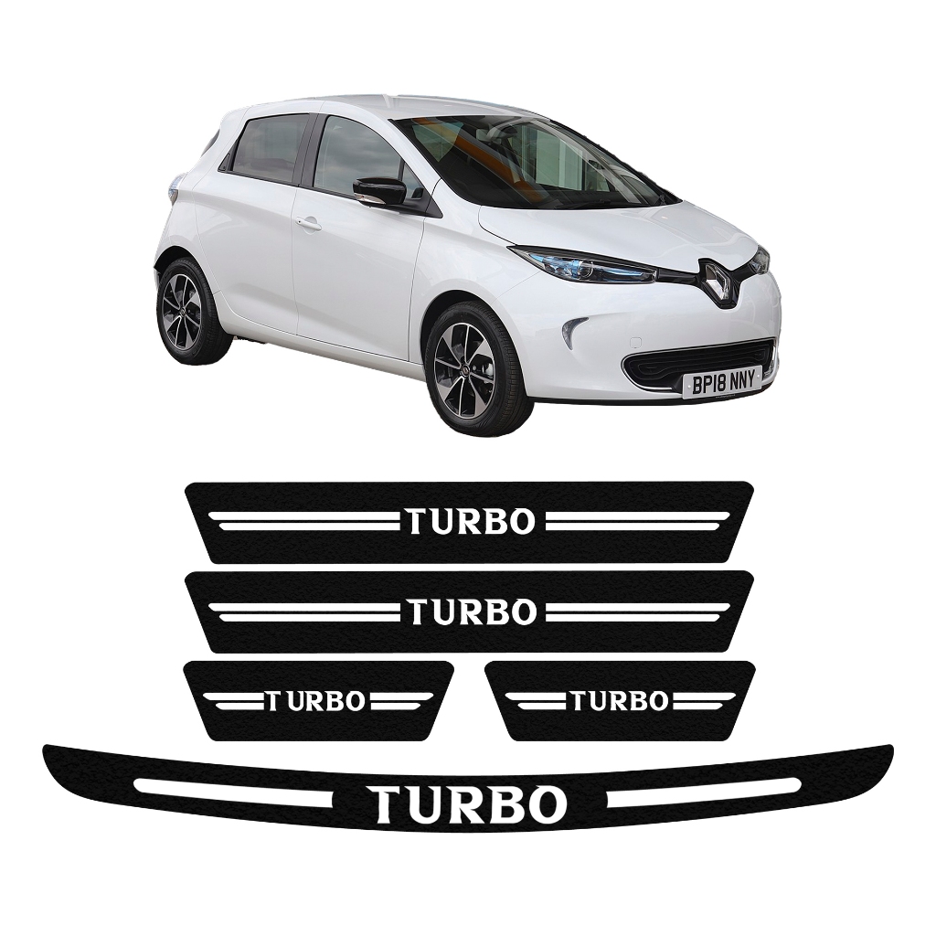 KIT SOLEIRA DE PORTA + PORTA MALA RENAULT ZOE UNIVERSAL DIVERSAS CORES ADESIVO TURBO PERSONALIZADO