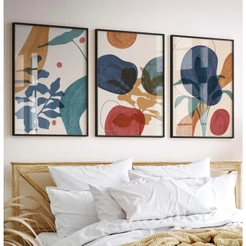 Quadro Decorativo Sala Quadros Decorativos Quarto Trio Quadro Abstrato Para Sala Folhagem Colorido