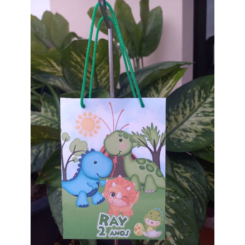 Sacolinha Pequena Personalizada Dino Baby, dinossauro, aniversário, festa Lembrançinha.