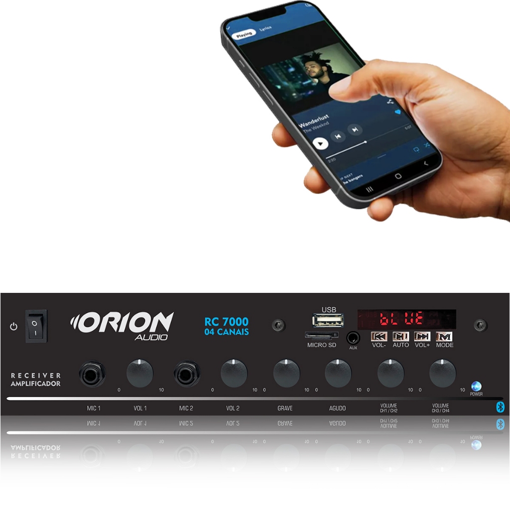 Amplificador Som Ambiente 500 Watts Blue 4 Canais Rc7000bt 4x120W em Oferta na Shopee