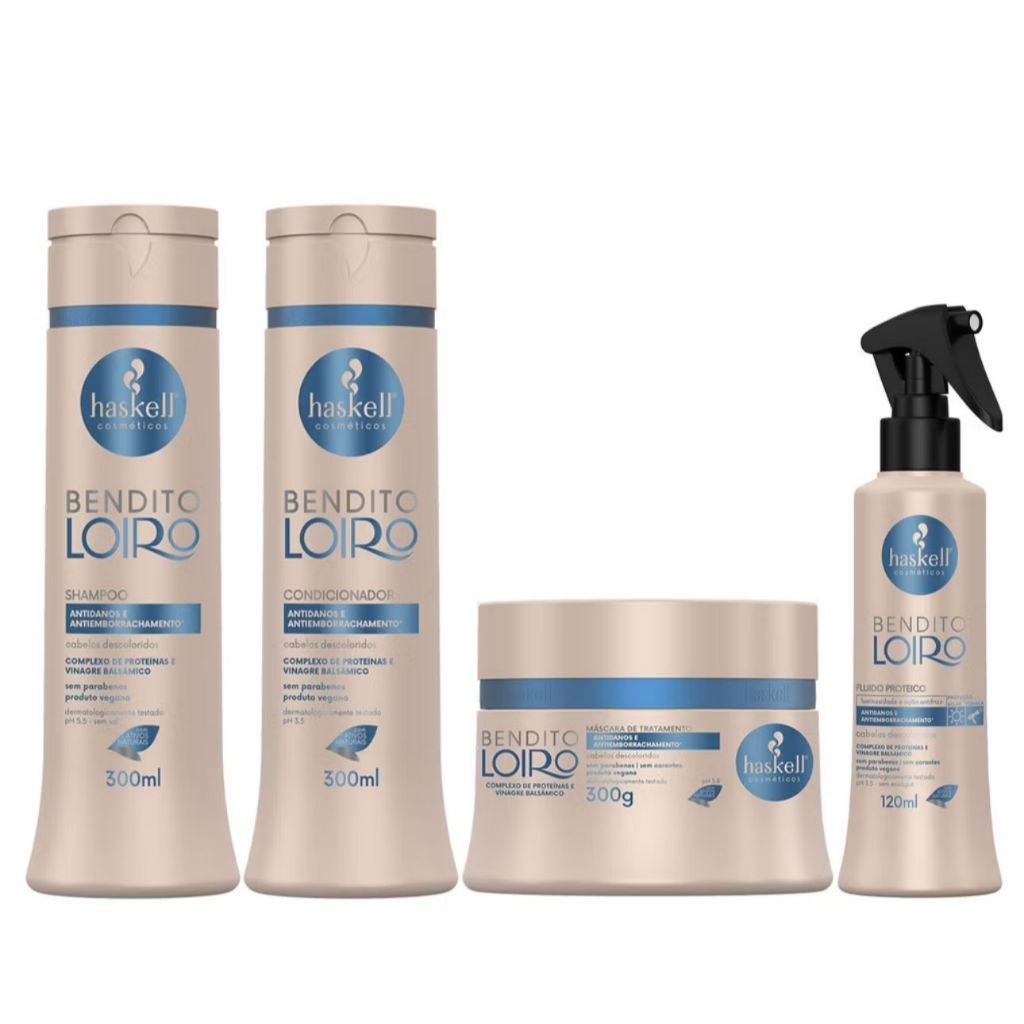 Kit Haskell Bendito Loiro Sh, Cond, Másc 300gr e Fluid
