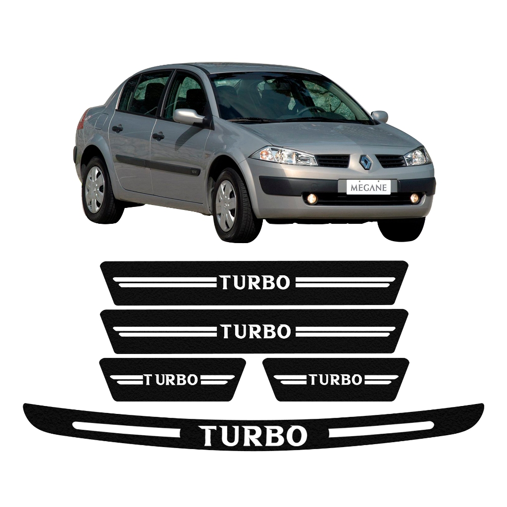 KIT SOLEIRA DE PORTA + PORTA MALA RENAULT MEGANE UNIVERSAL DIVERSAS CORES ADESIVO PERSONALIZADO