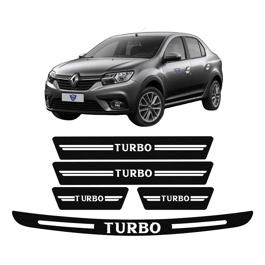 KIT SOLEIRA DE PORTA + PORTA MALA RENAULT LOGAN UNIVERSAL DIVERSAS CORES ADESIVO TURBO PERSONALIZADO