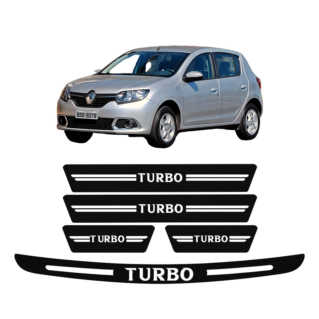 KIT SOLEIRA DE PORTA + PORTA MALA RENAULT SANDERO UNIVERSAL DIVERSAS CORES ADESIVO PERSONALIZADO