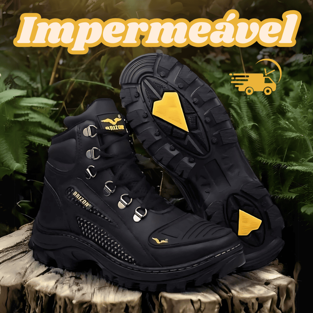 Bota Impermeável Cano Alto Trilha Motoqueiro com Bico Protetor mais Sola em Borracha Lançamento Promoção CAT