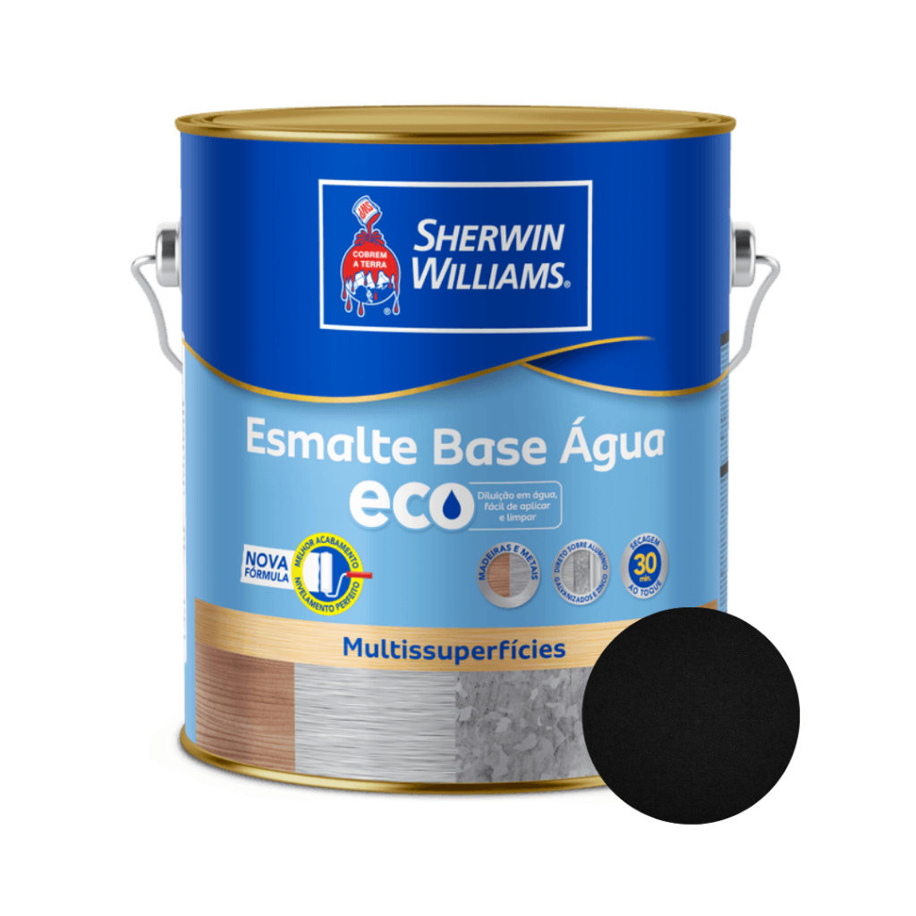 Esmalte Base Água Preto Eco 3,6l Acetinado Sherwin-Williams em Oferta na Shopee