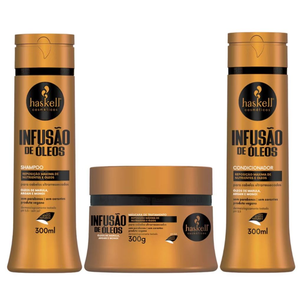 Kit Haskell Infusão de Òleos nutrição Shampoo Cond Masc 300