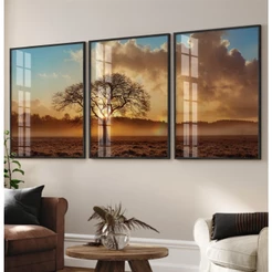 Quadro Arvore Da Vida Trio De Quadros Decorativos Com Moldura Quadro Paisagem Quadro Natureza Seca