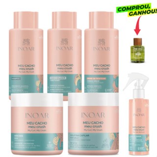 KIT INOAR MEU CACHO MEU CRUSH SH+COND+MÁS.+GELATINA+CREME DE PENTEAR 5X500G+FLUIDO ATIVADOR DE CACHOS 200ML+OLEO ARGAN7M em Oferta na Shopee