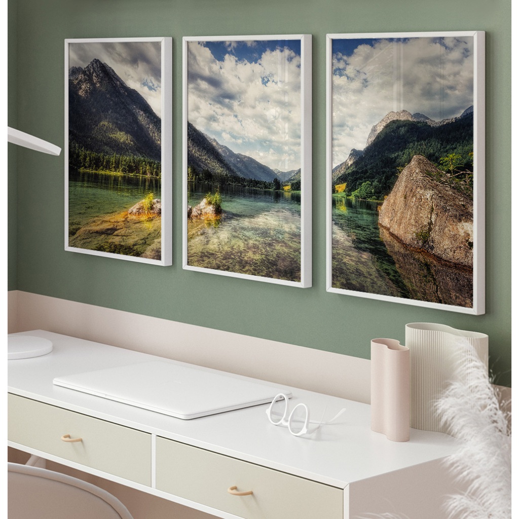 Quadro Paisagem Quadro Com Moldura E Vidro Quadro Decorativo Sala Quadro Quarto Casal Rio Montanhas