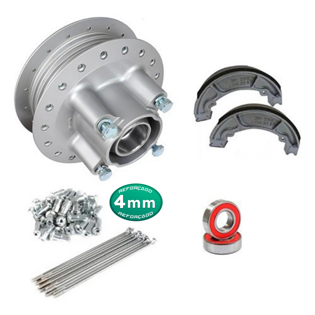Cubo De Roda Traseira Pop 100 110 Com Rolamentos Lonas e Raios