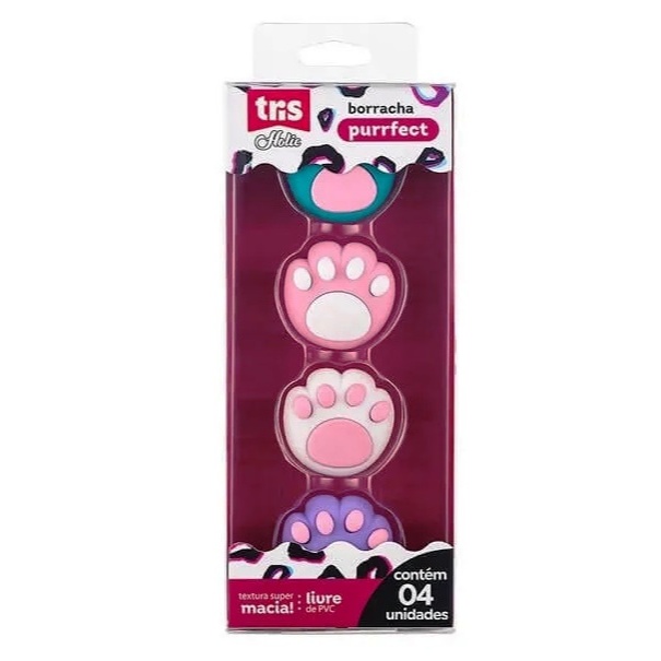 Borracha Tris Holic Patinhas c/4 sortidas ref. 907479