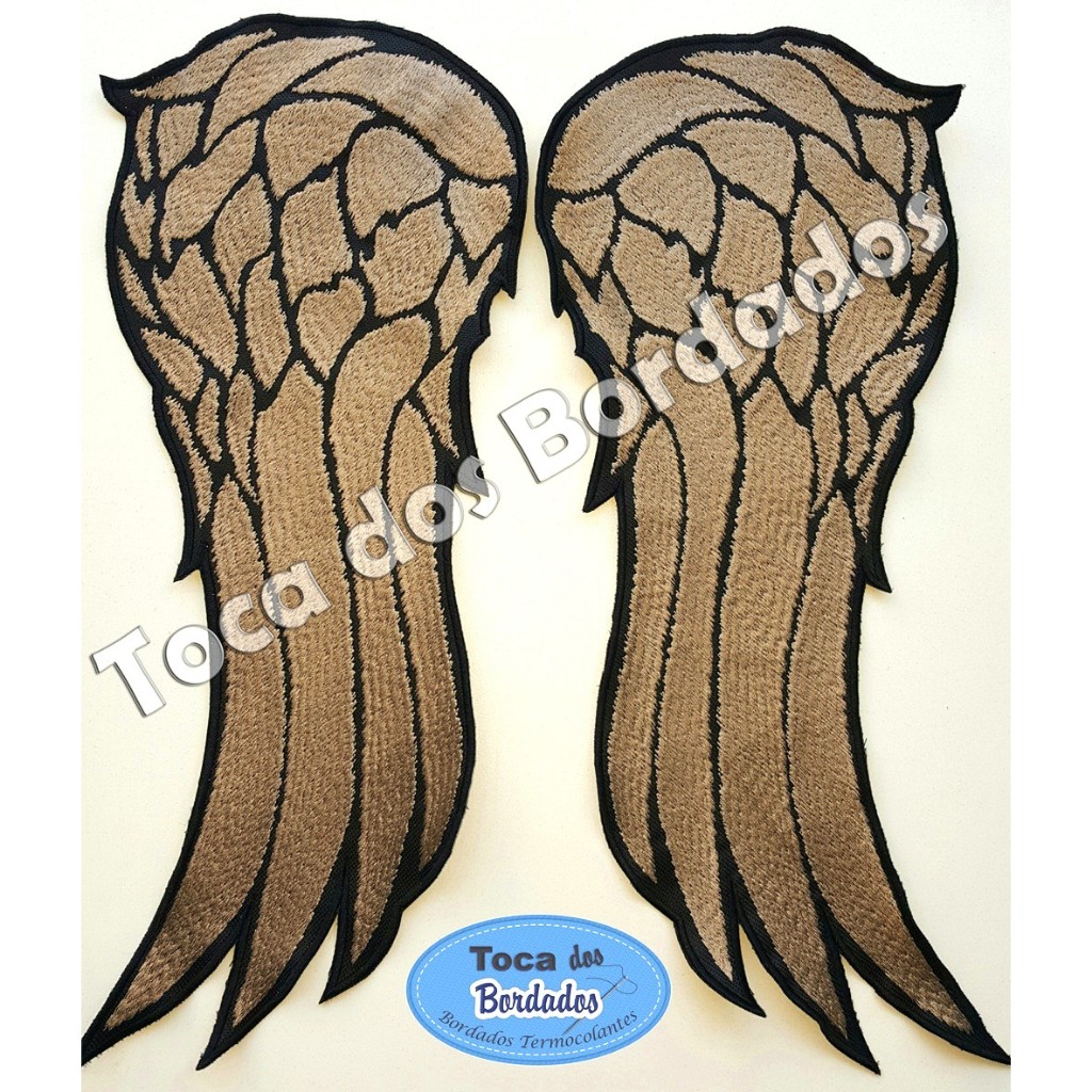 Patch Bordado Par Asas Daryl Dixon The Walking Dead 42x36cm Cód.1820 fixação costura Cosplay Motociclista 100% bordada