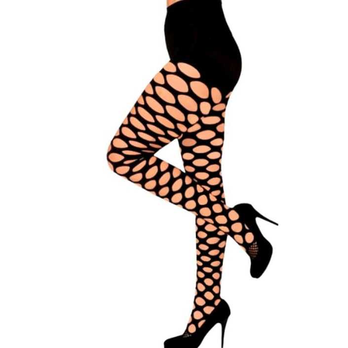 Meia Calça Buraquinhos Feminina Preta em Oferta na Shopee