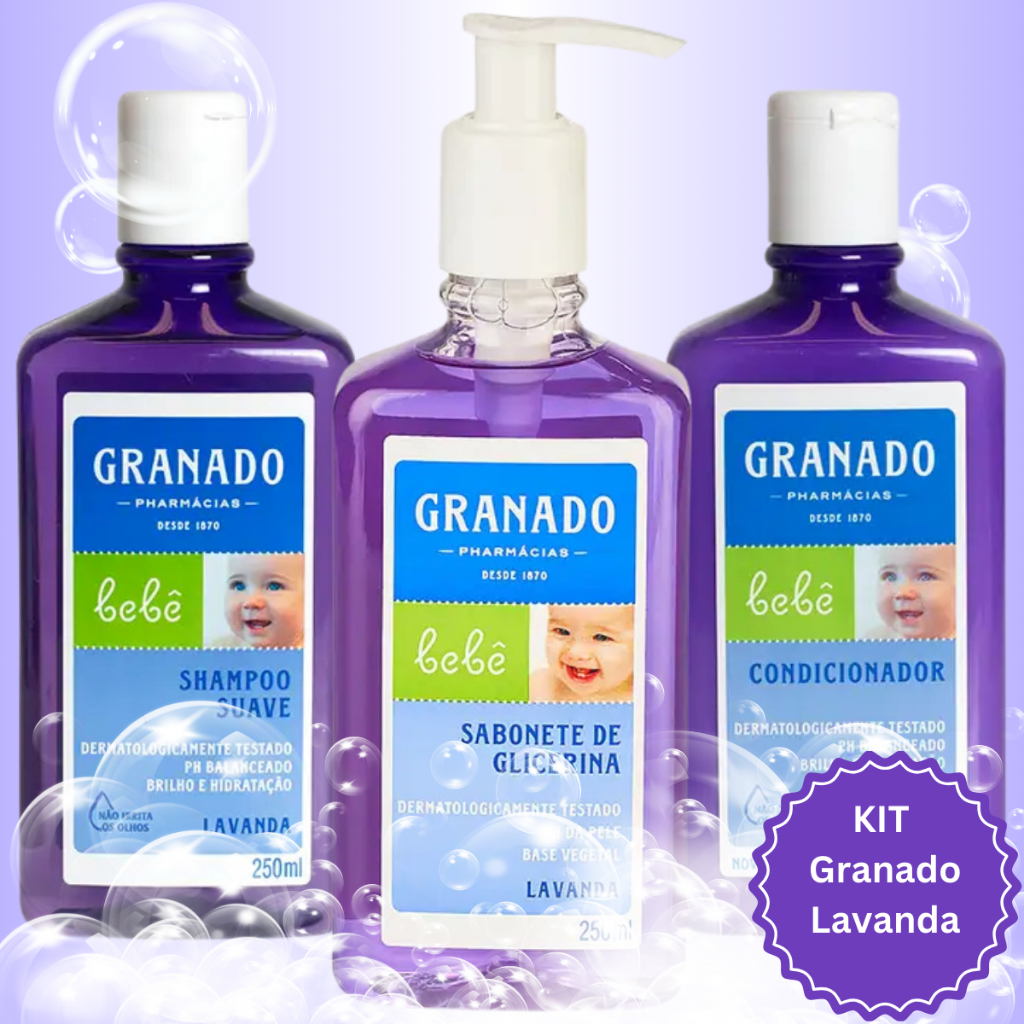 Kit Bebê Granado - Lavanda: Sabonete Liquido + Shampoo + Condicionador