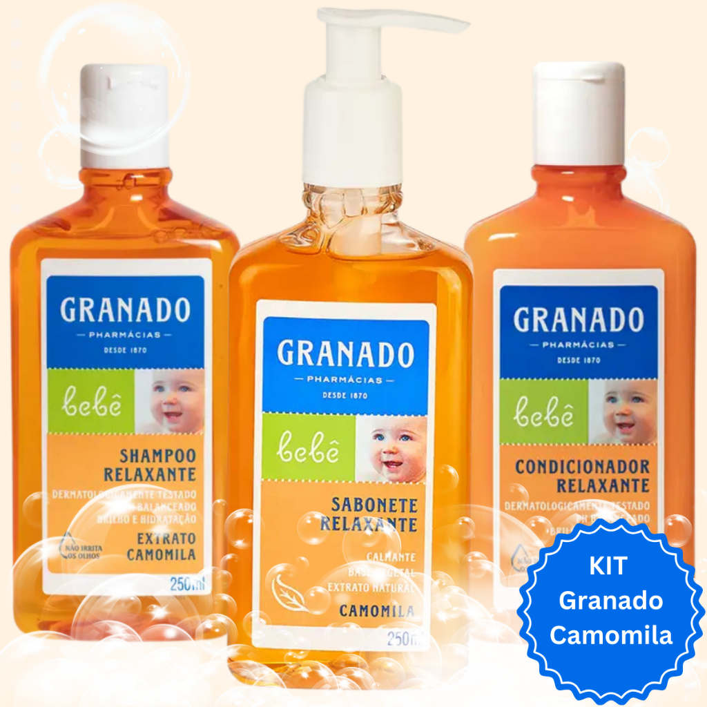 Kit Bebê Granado - Relaxante - Camomila: Sabonete Liquido + Shampoo + Condicionador