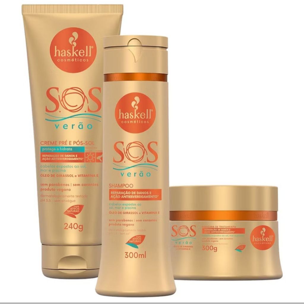 Kit Haskell Sh, Másc 300ml/gr e Creme 240gr S.O.S Verão Girassol