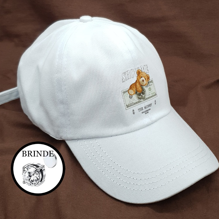 Boné Urso Retro Branco Basebol Ny New York Aba Curva Masculino e Feminino Regulagem Fitão em Oferta na Shopee