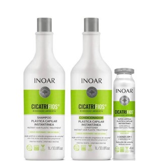 KIT INOAR PLASTICA DOS FIOS SHAMPOO 1L/CONDICIONADOR1L/AMPOLA45ML.