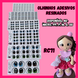 Olhinhos Adesivos Resinados Micro PP P M G GG Olhos Biscuit Feltro EVA Artesanato Cartela RC71 em Oferta na Shopee