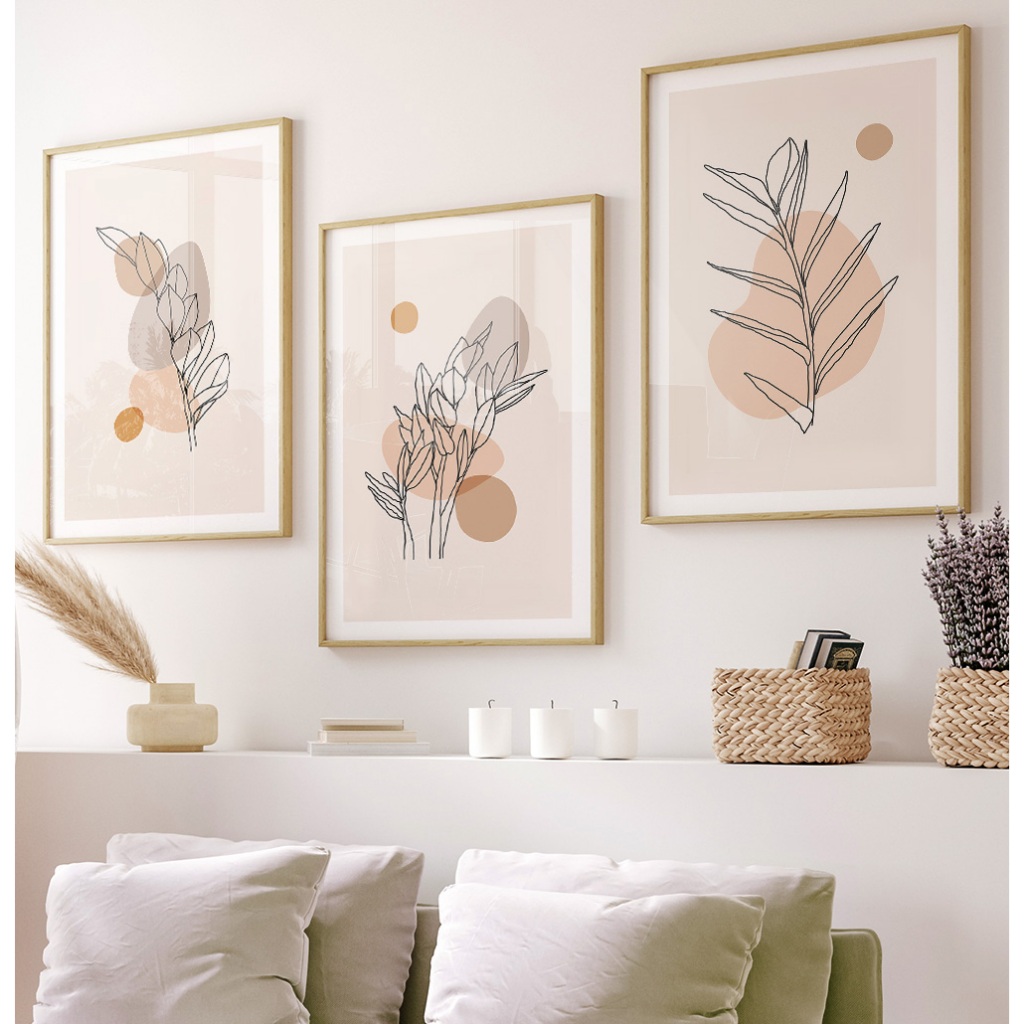 Quadro Minimalista Com Moldura E Vidro Quadro Decorativo Sala Quadro Quarto Casal Plantas Rose Trio