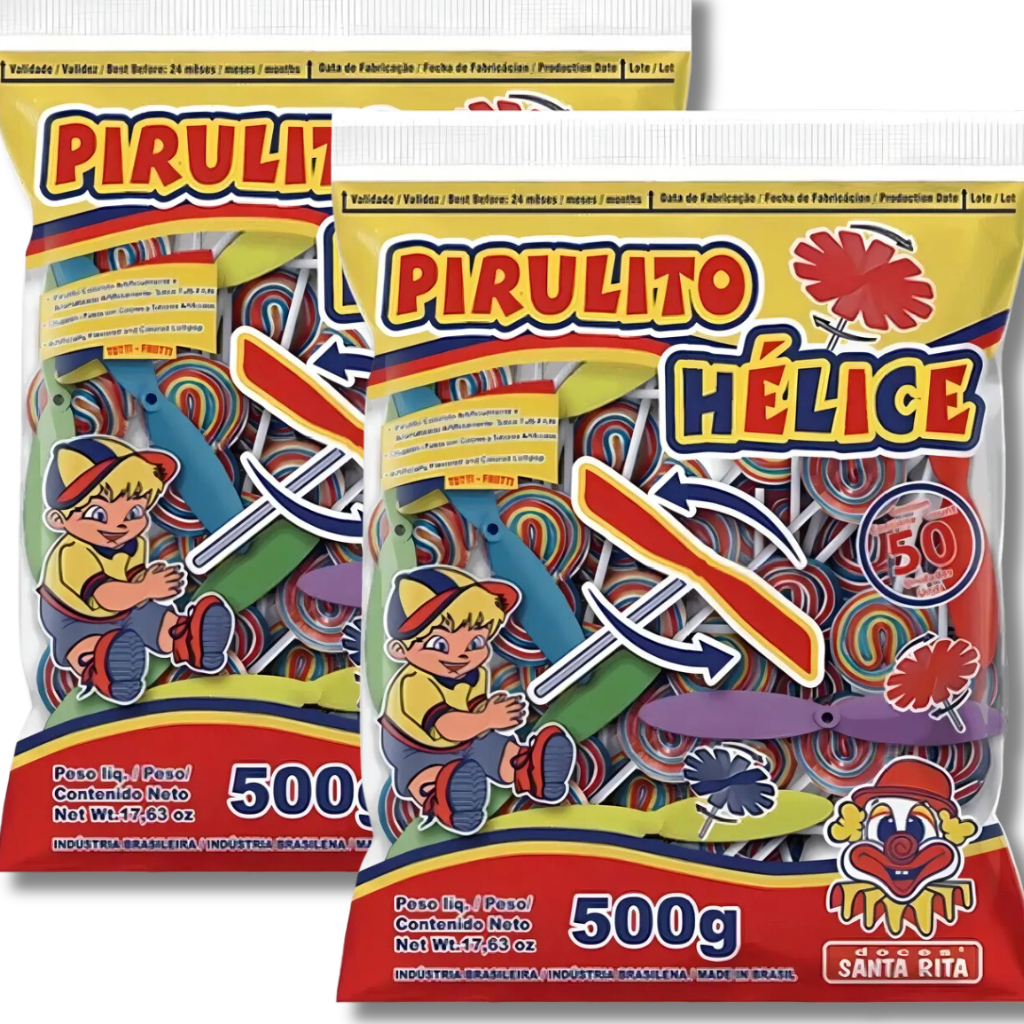 Kit 2 Pirulito Psicodélico com Hélice Brinquedo com 100 unidades - Santa Rita