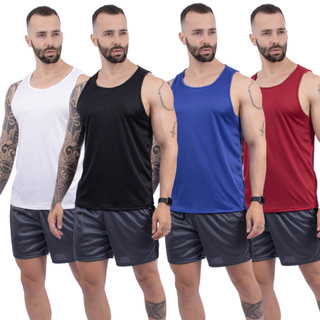 Kit 4 Camiseta Regata Dry Masculina Long Premium Fitness para Treino e Academia em Oferta na Shopee
